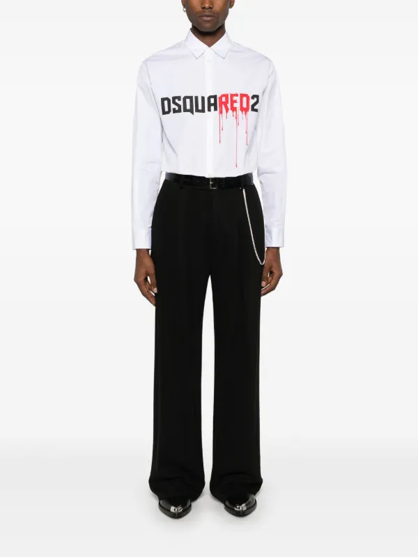 DSQUARED2 ホワイトシャツ DSQUARED2 ロゴ シャツ | ホワイト | FARFETCH JP