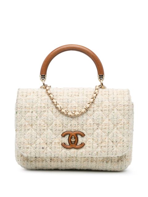 HOT SALE CHANEL 2018-2019 Tweed Knock on Wood satchel Women