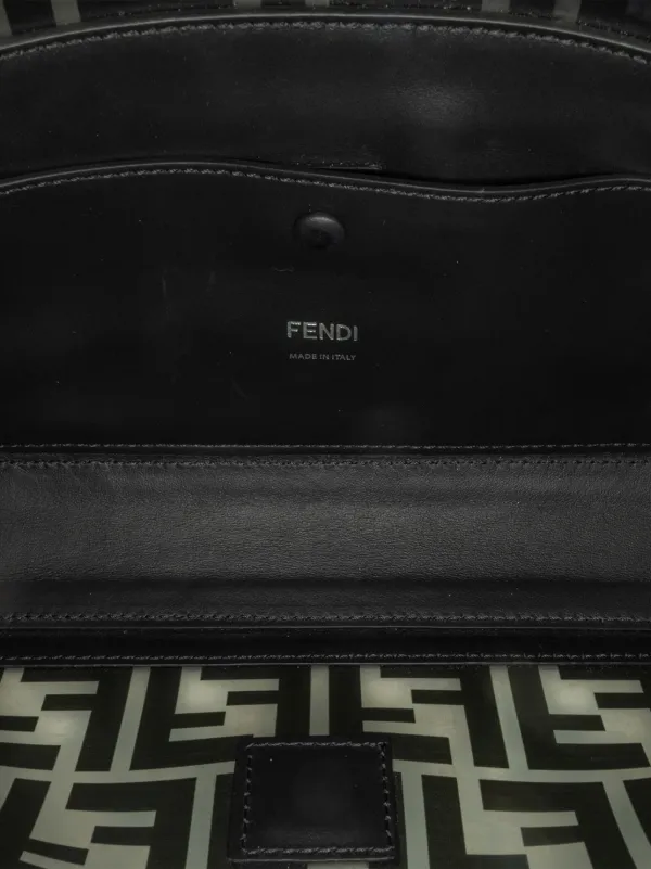 Fendi Pre Owned 2010 2023 Medium Zucca PVC Bagbaguette satchel women PVC Calf Leather One Size Black