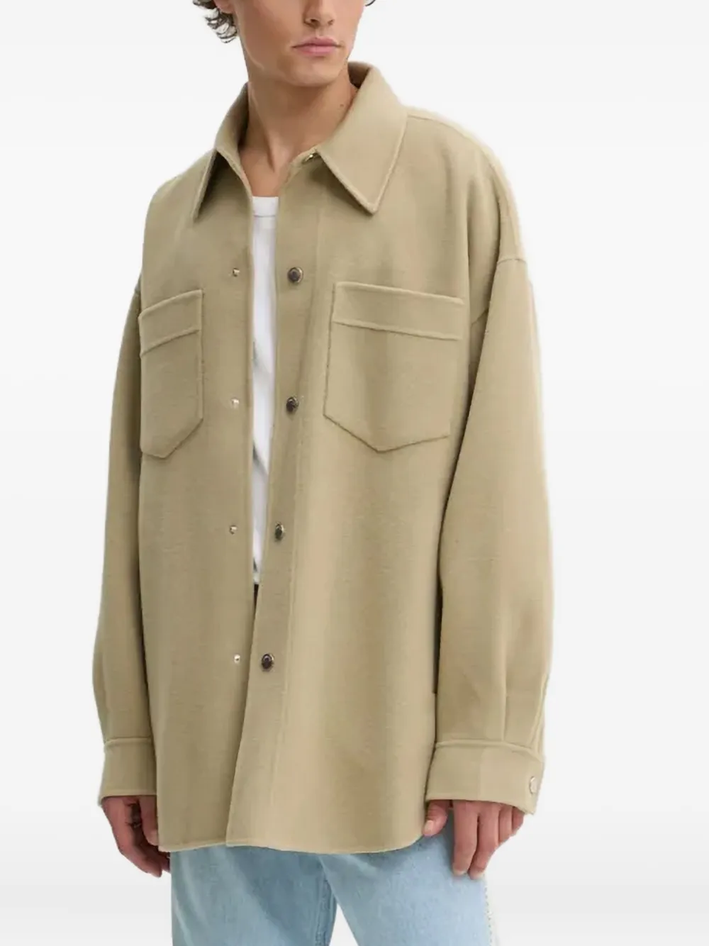 Nanushka Wollen overhemd met dubbele zak Beige