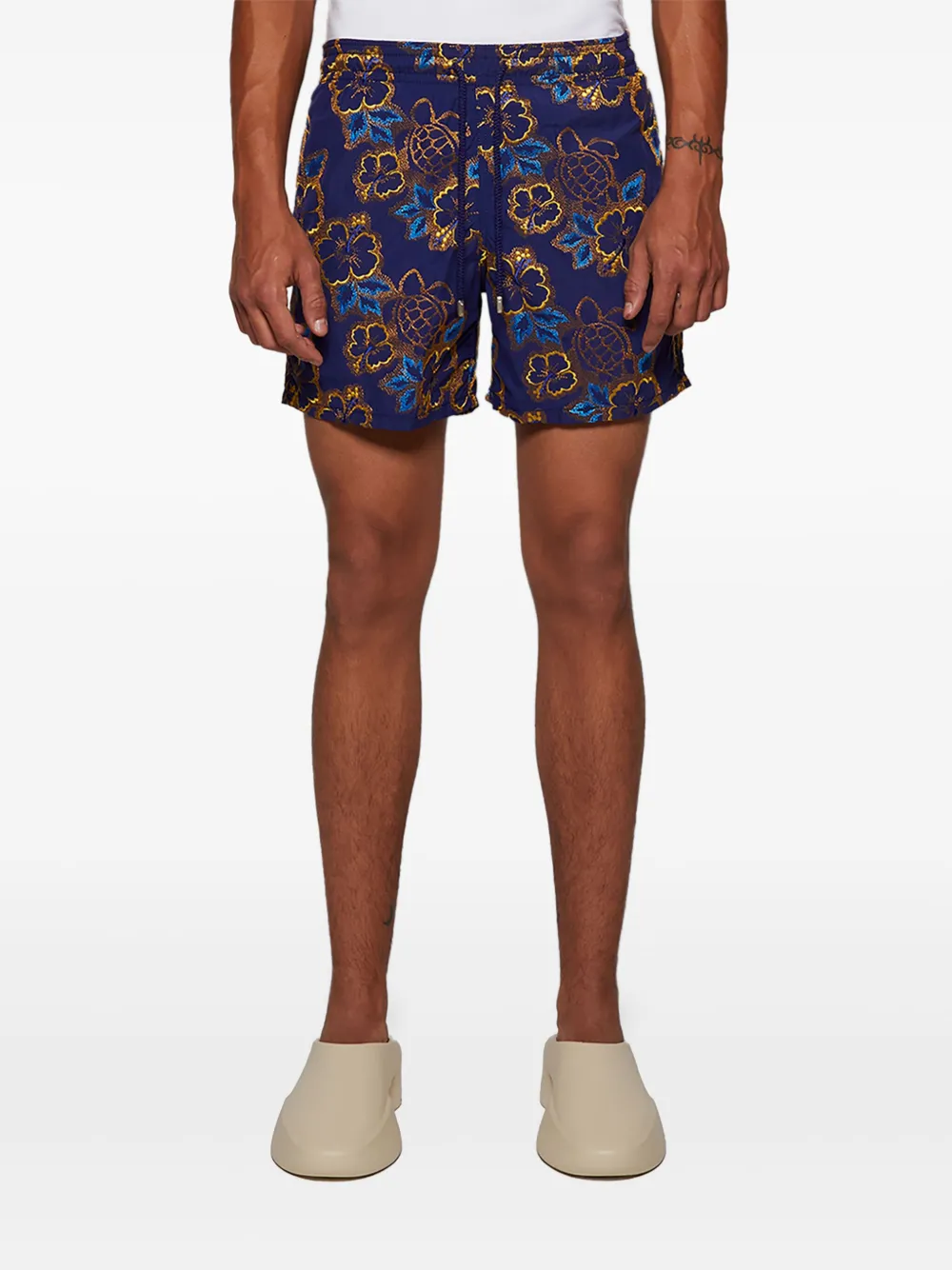 Vilebrequin Zwembroek met bloemen jacquard Blauw