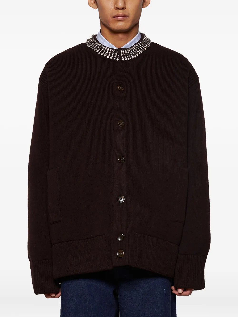 Gucci Vest met verfraaide kraag Bruin