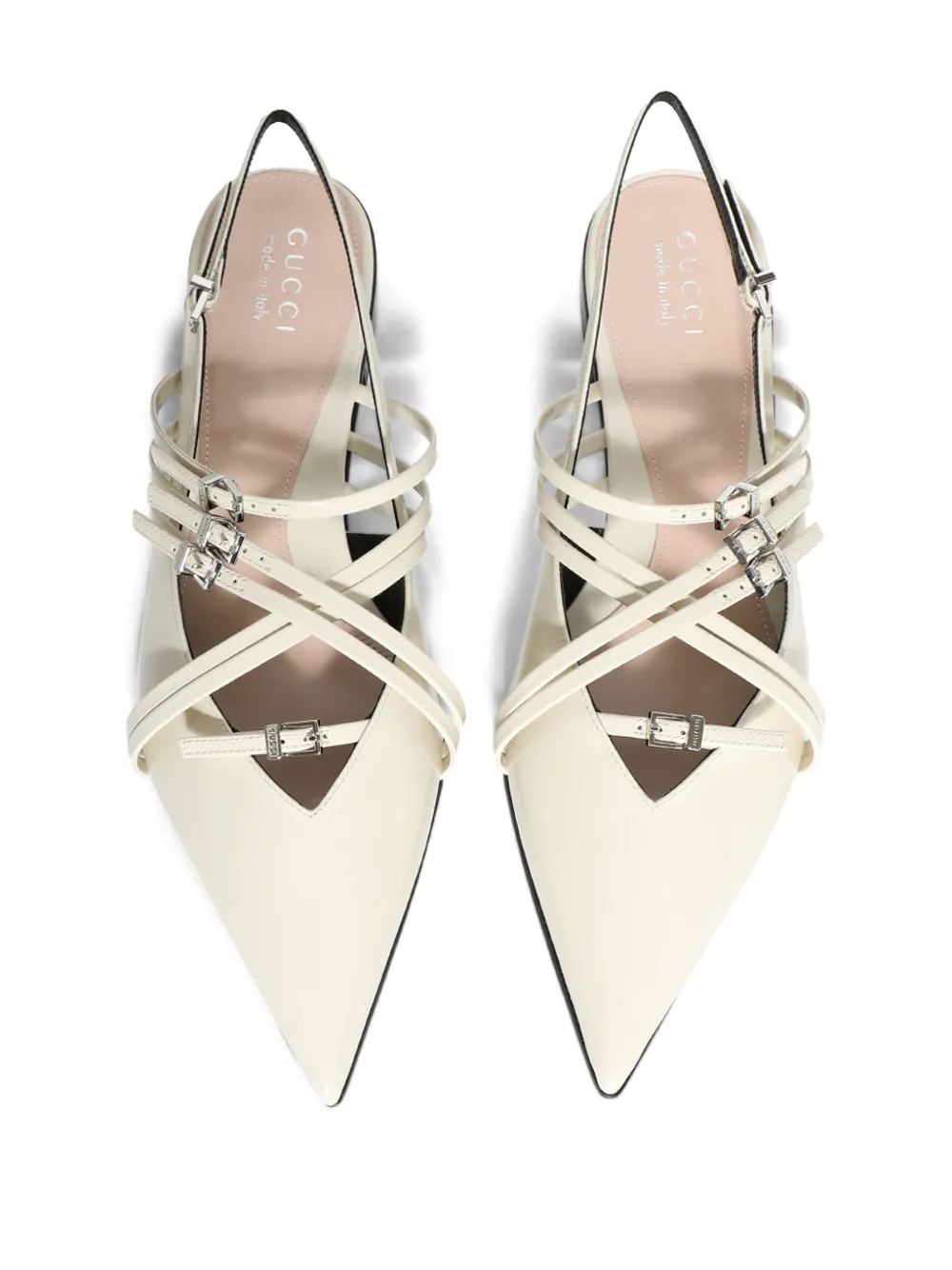 Gucci leather strappy ballerina shoes - White