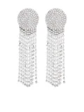 Self-Portrait round crystal-embellished earrings - Silver