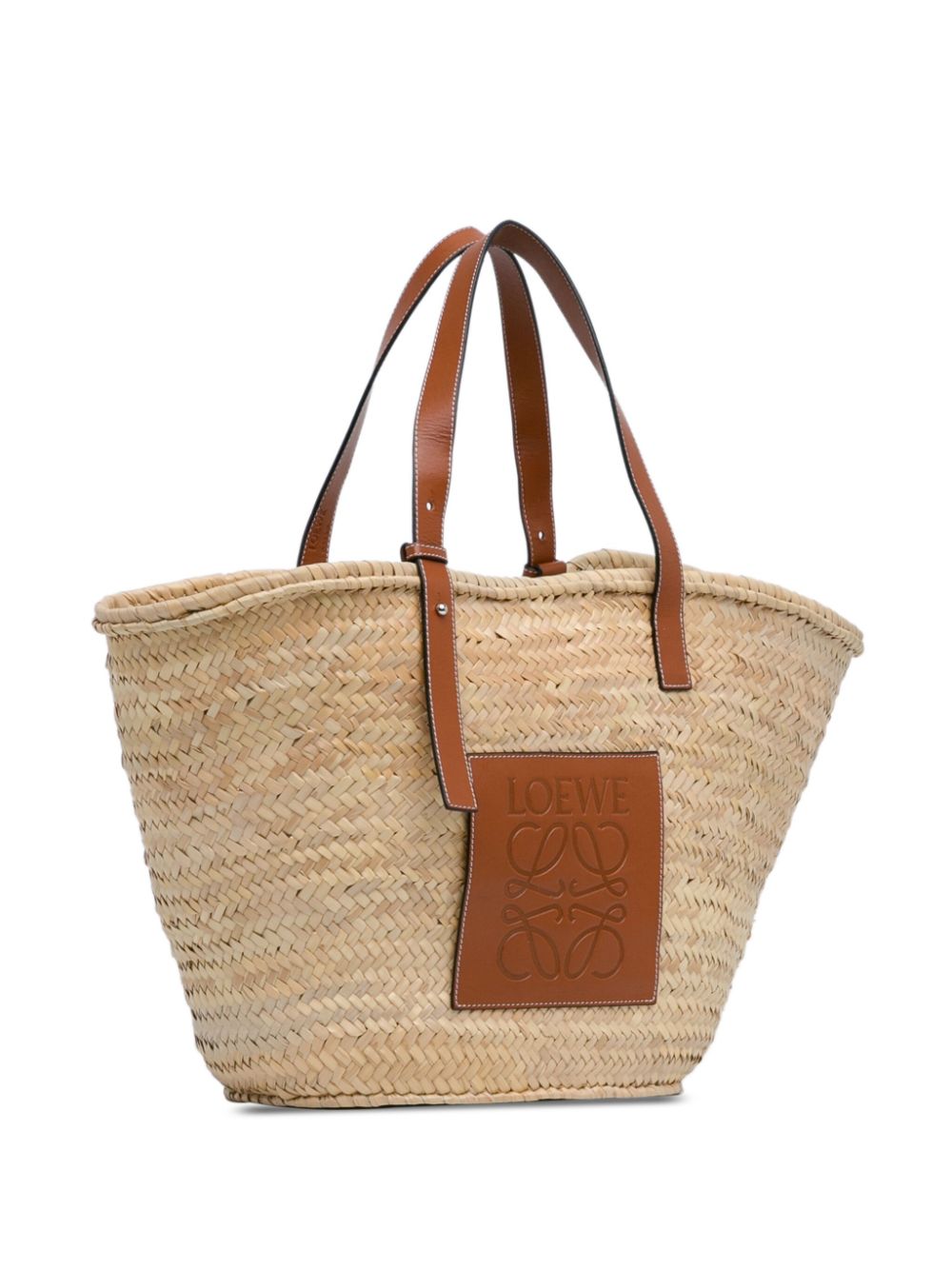 Loewe Pre-Owned 2010-2023 Large Palm Leaf and Calfskin Basket tote bag - Bruin