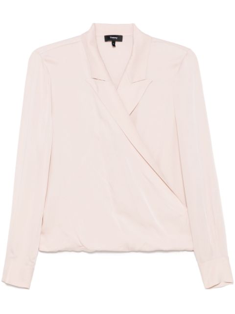 Theory peak lapel wrap blouse