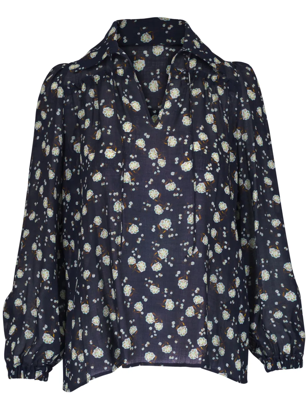 Dorothee Schumacher Blouse met bloemenprint en mesh Blauw