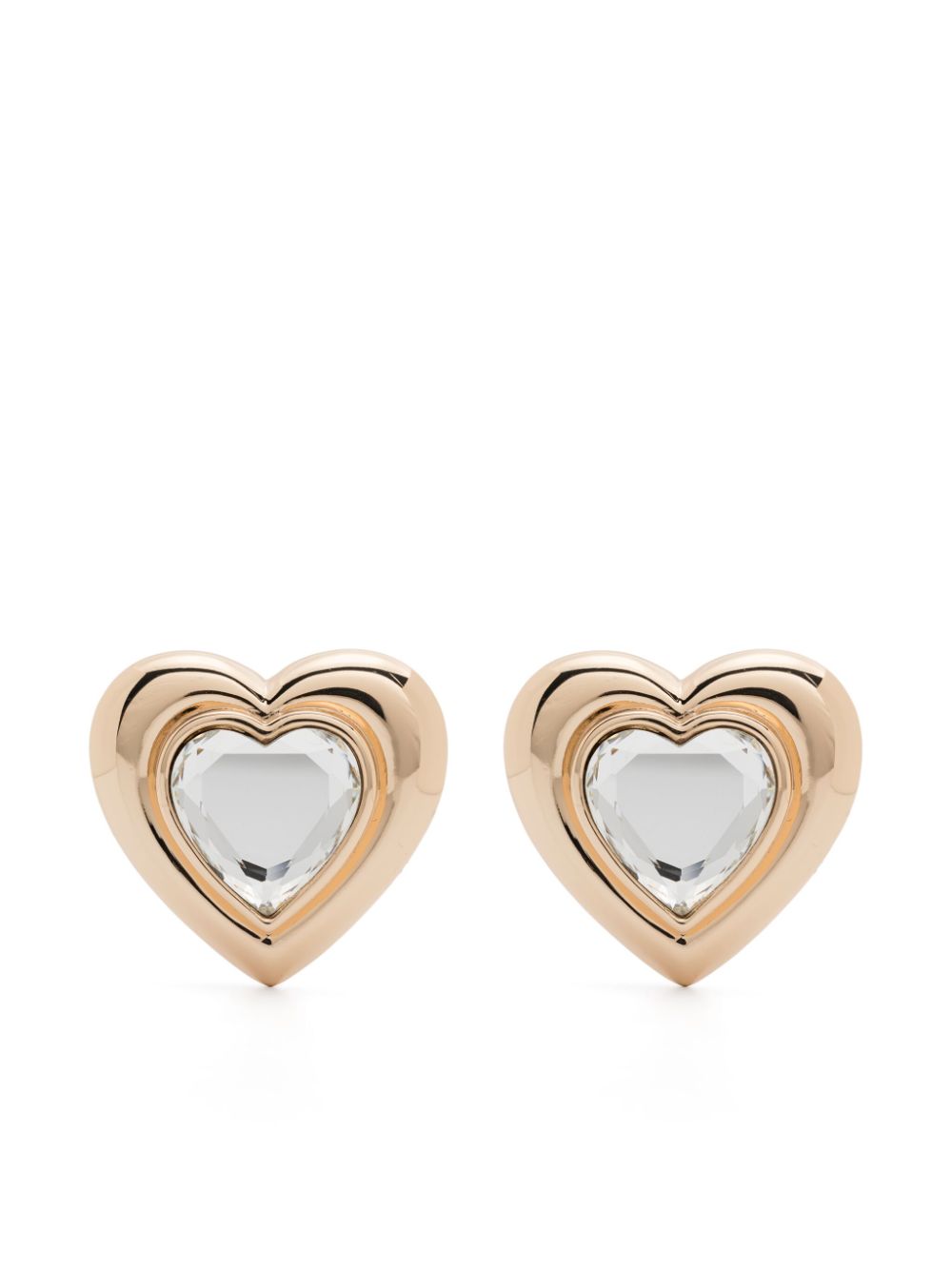 Self-Portrait crystal heart earrings - Gold