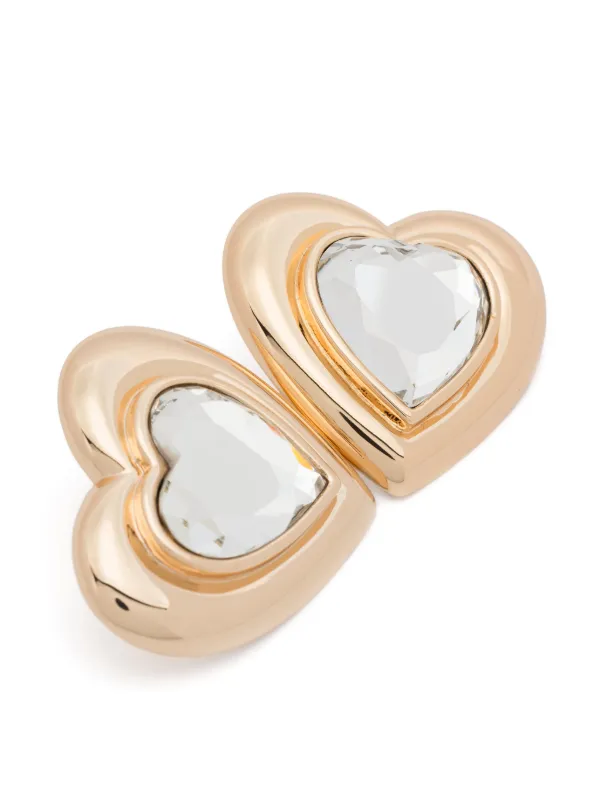 【送料&関税込】self-portrait Gold Crystal Heart Earrings Self-Portrait Crystal Heart Earrings | Gold | FARFETCH