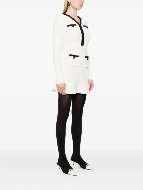 Self-Portrait Knitted Mini Dress | White | FARFETCH
