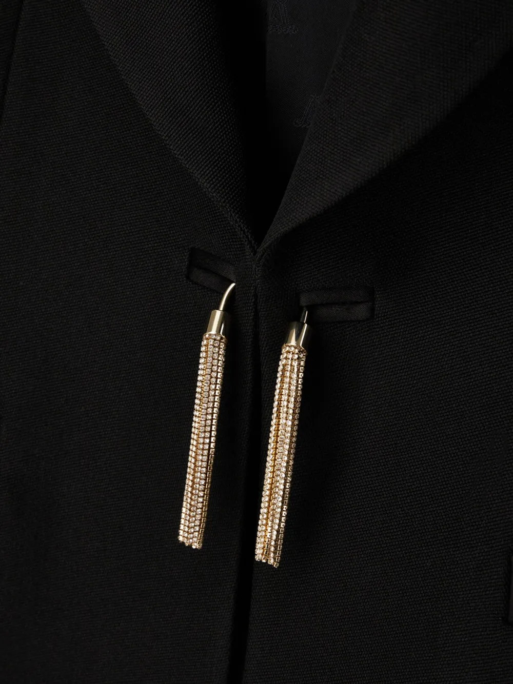 Max Mara Virgin Wool Tassel-fastened Blazer In 黑色