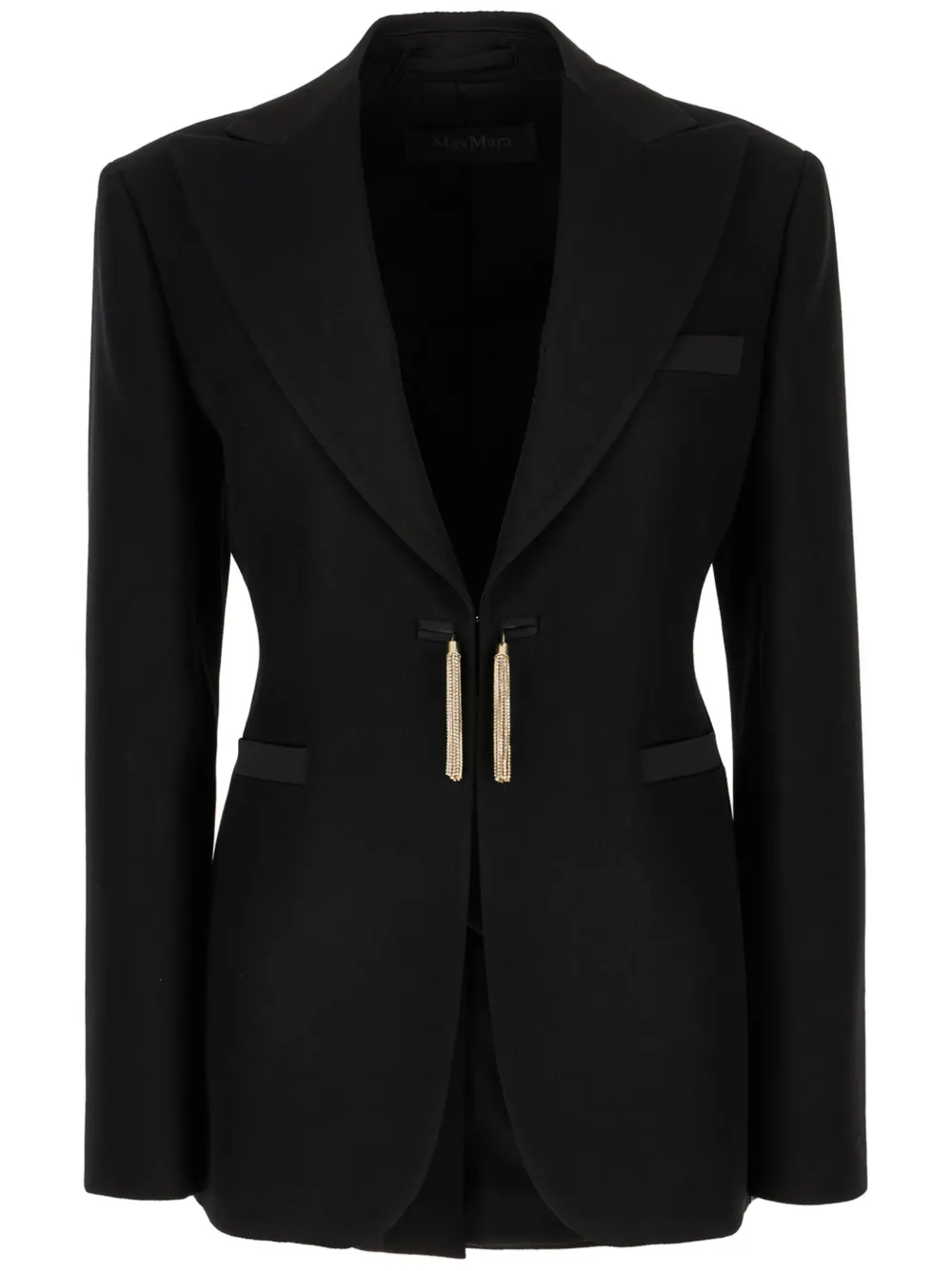 Max Mara Virgin Wool Tassel-fastened Blazer In 黑色