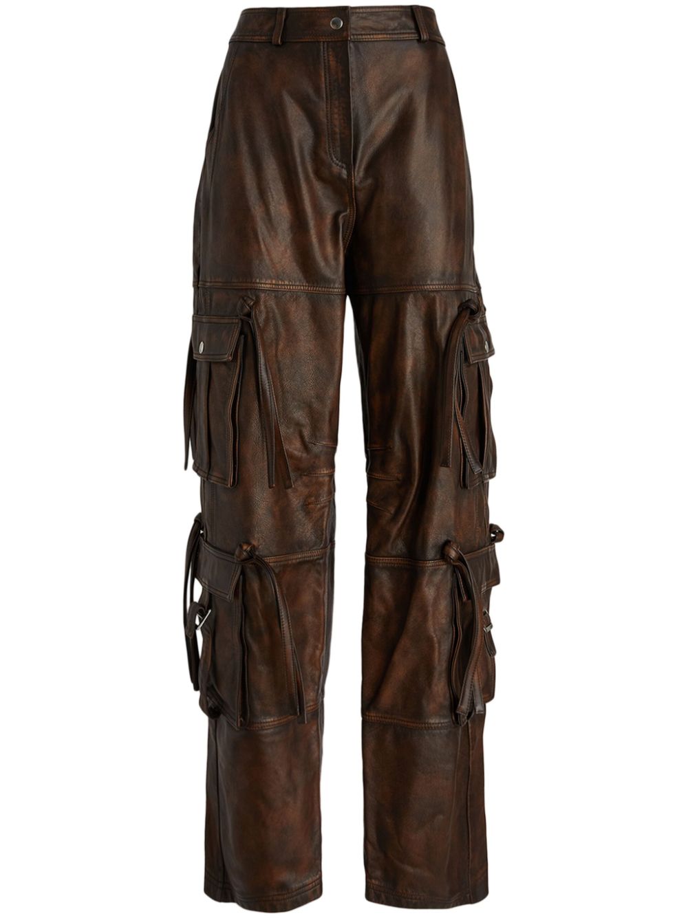 ANDREĀDAMO leather straight-leg trousers