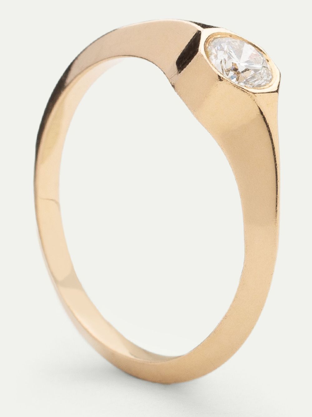 WWAKE 14kt recycled yellow gold diamond signet ring - Goud