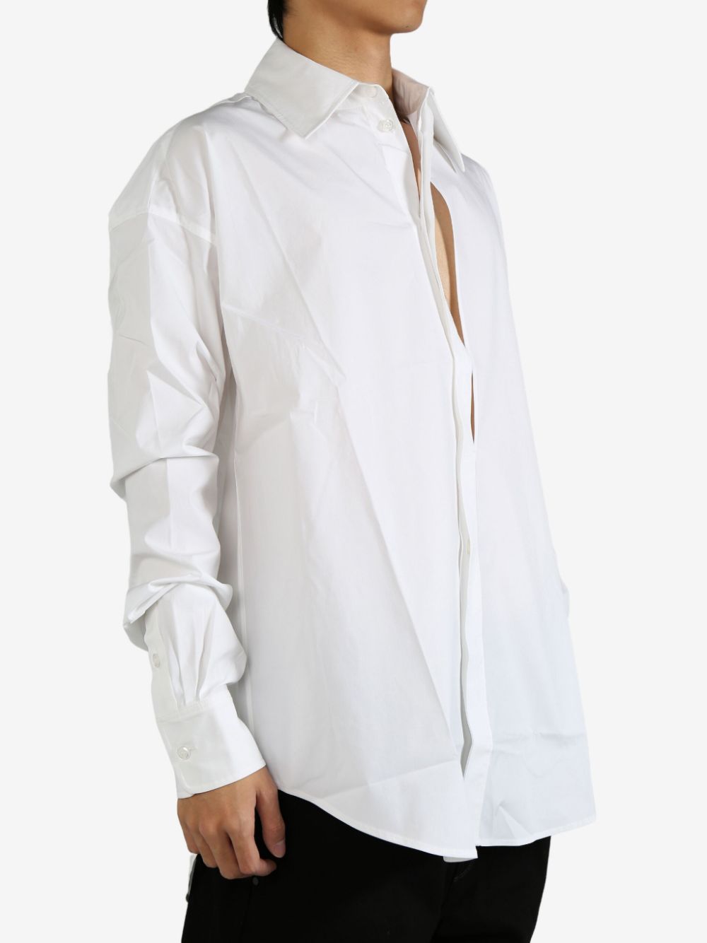 LGN LOUIS GABRIEL NOUCHI asymmetric-opening shirt - Wit