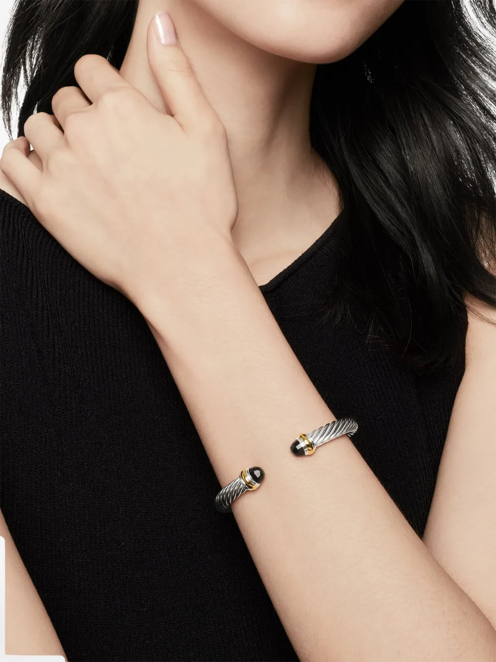 14kt Yellow Gold And Sterling Silver Classic Cable Bracelet (7mm)