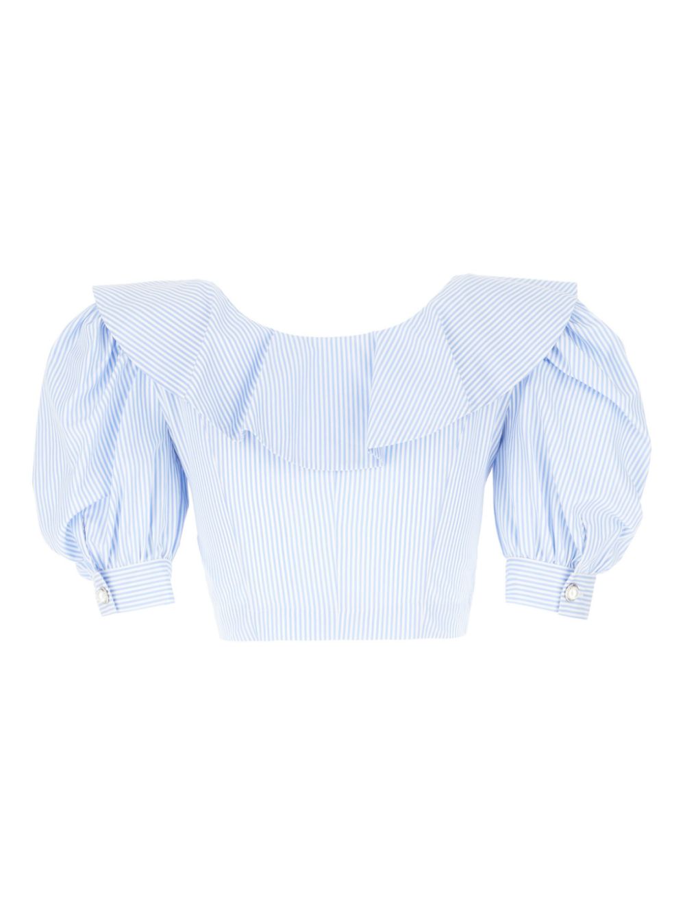 Alessandra Rich striped cropped shirt - Wit