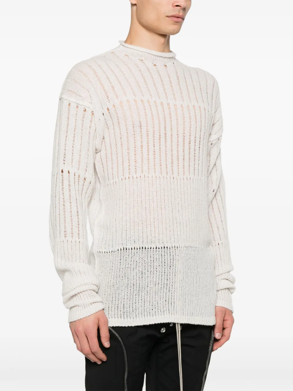 Rick Owens Pointelle-knit Sweater In White
