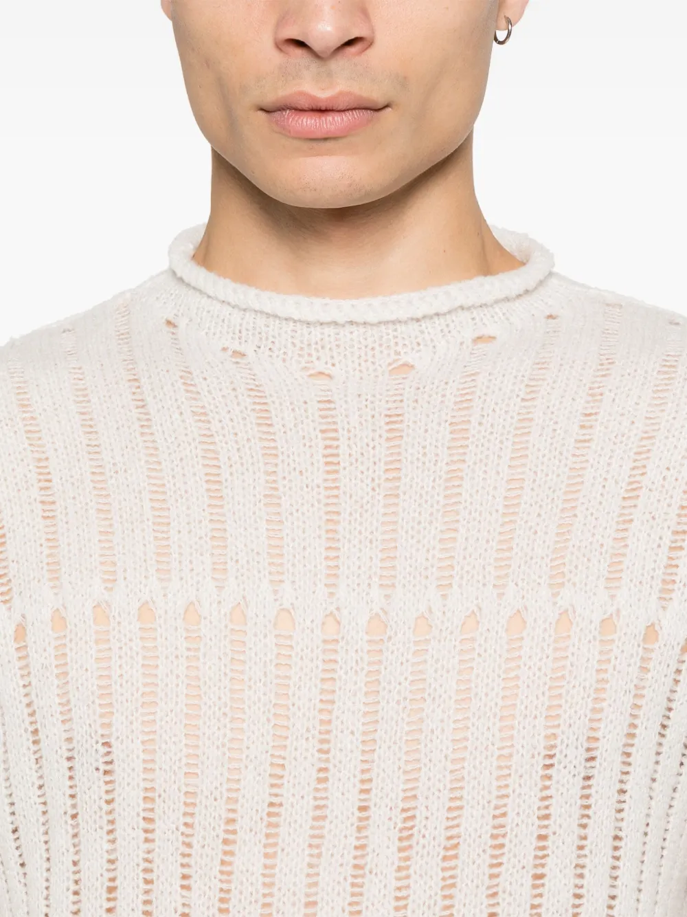 Rick Owens Pointelle-knit Sweater In White