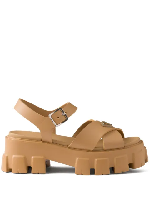 Prada enamel triangle-logo sandals