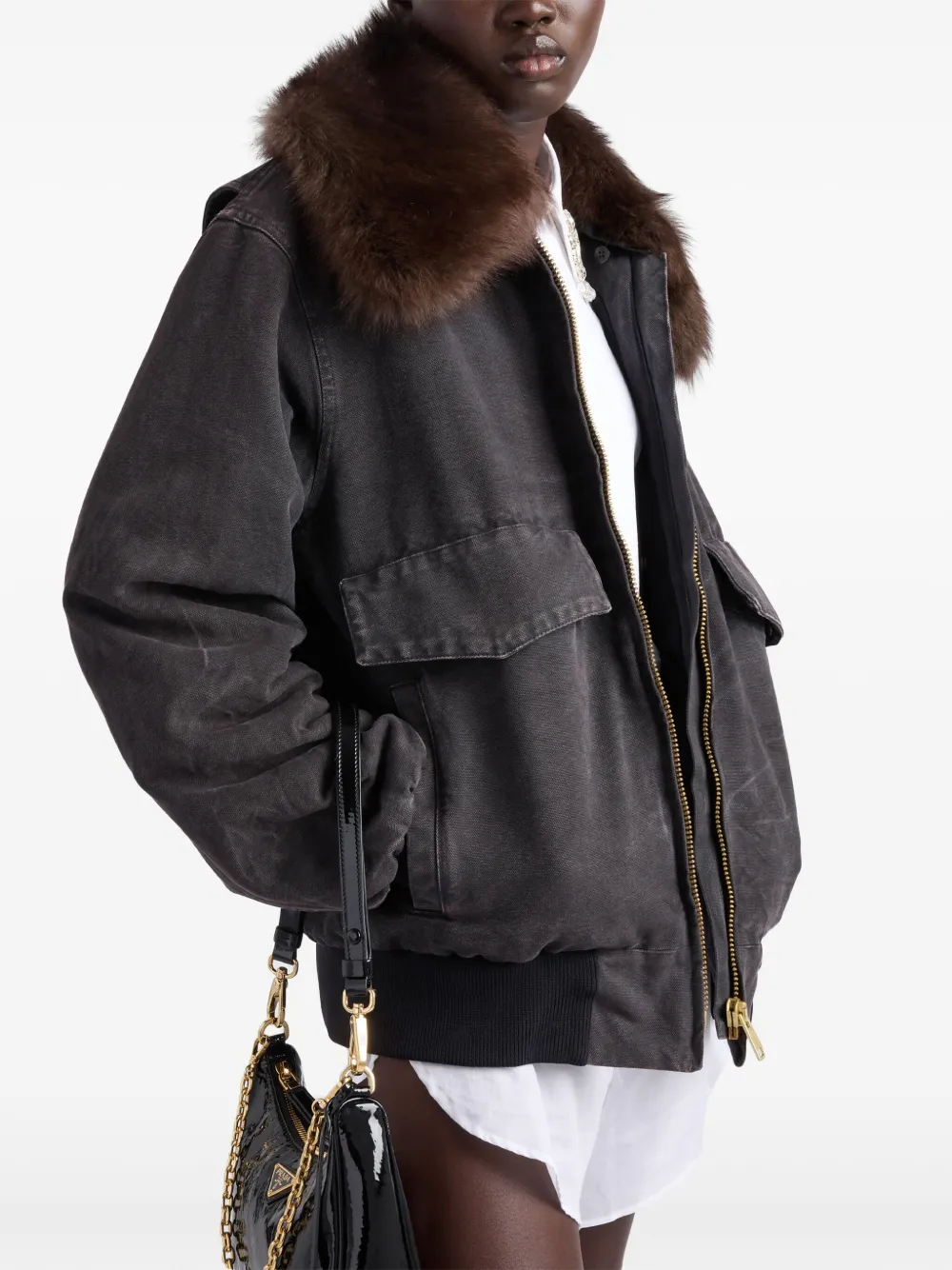 Prada Gewatteerd jack Zwart