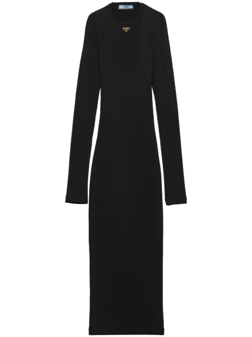 Robe mi-longue en maille nervurée - Prada - Modalova