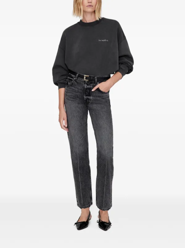 Anine Bing Jaci Sweatshirt Daydreams Washed Black – tenley