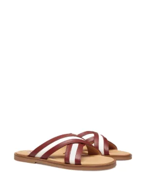 BALLY 定番赤白ストライプサンダル レディース デザイナー レザーサンダルとバックレスシューズ│バリー