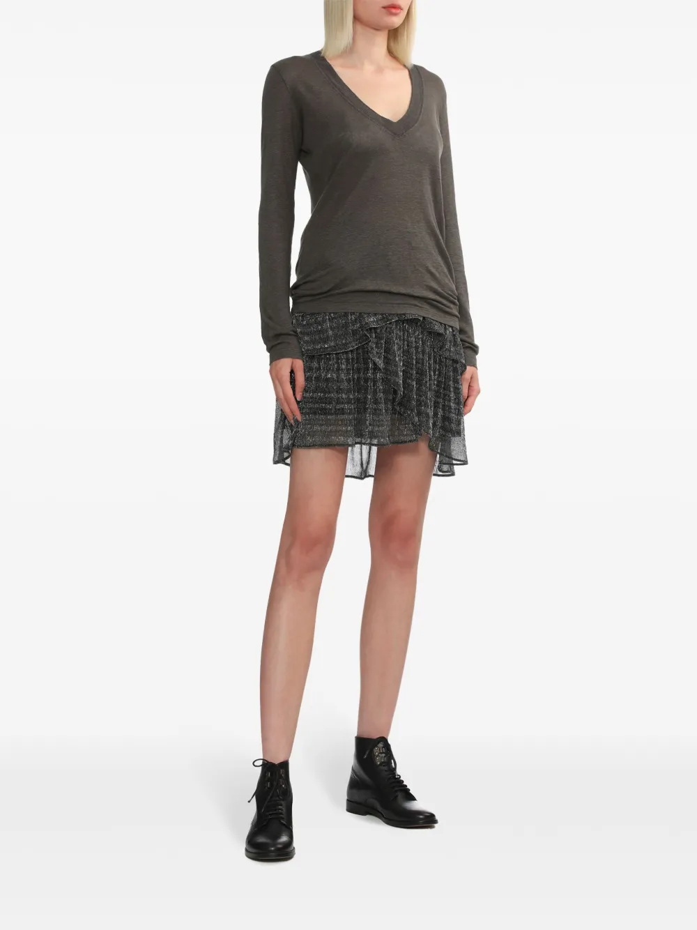 Metallic-Threads Mini Skirt