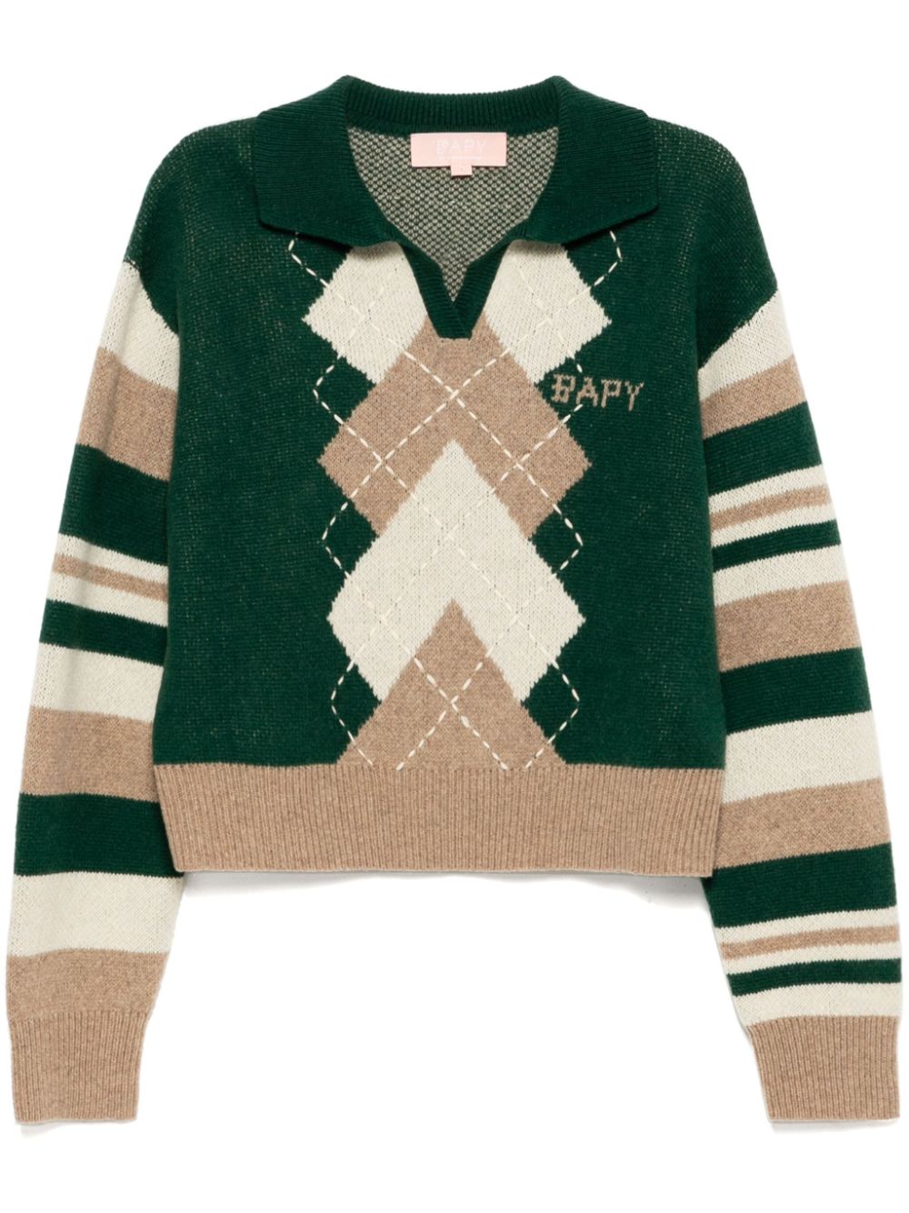 logo argyle striped jumper