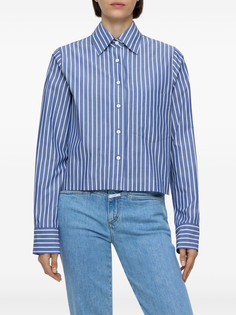 Closed striped shirt - Blauw