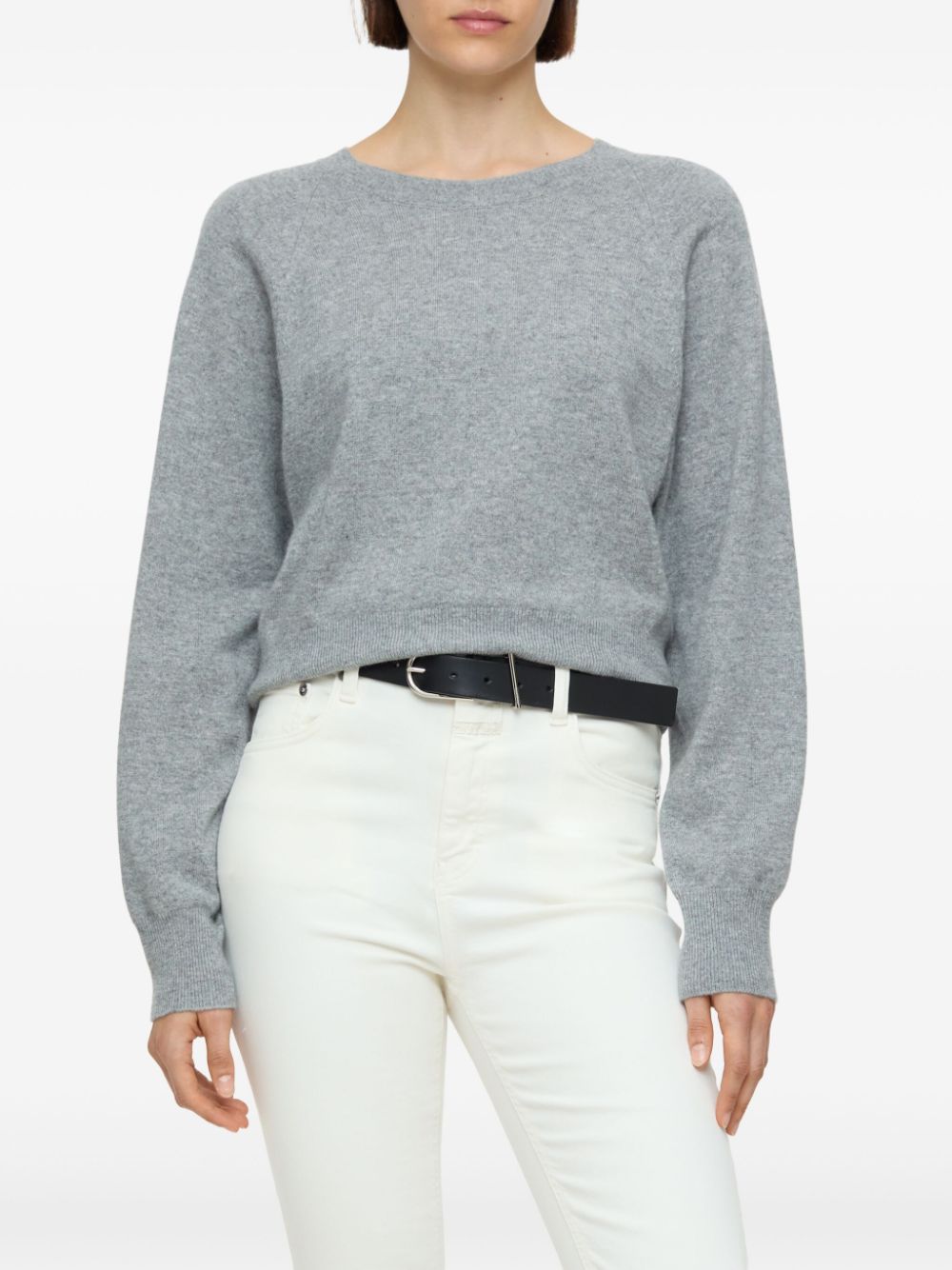 Closed crew-neck cropped sweater - Grijs