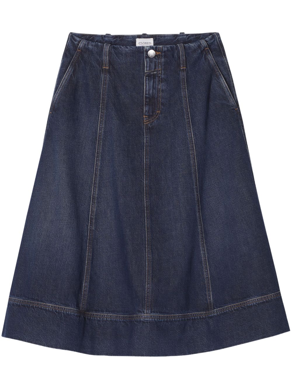 denim midi skirt