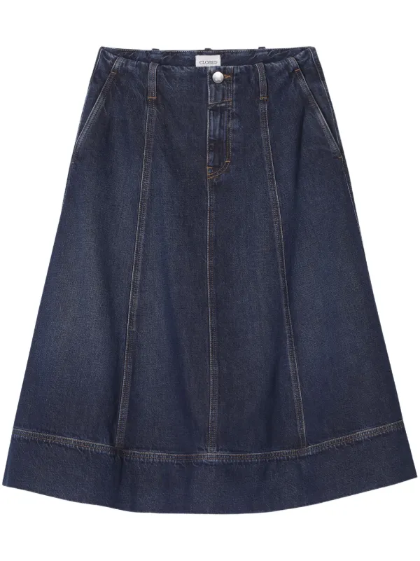 【関税＆送料込み】Valentino Garavani Denim Midi Skirt Valentino Garavani V-Logo Pleated Denim Midi Skirt | Neiman