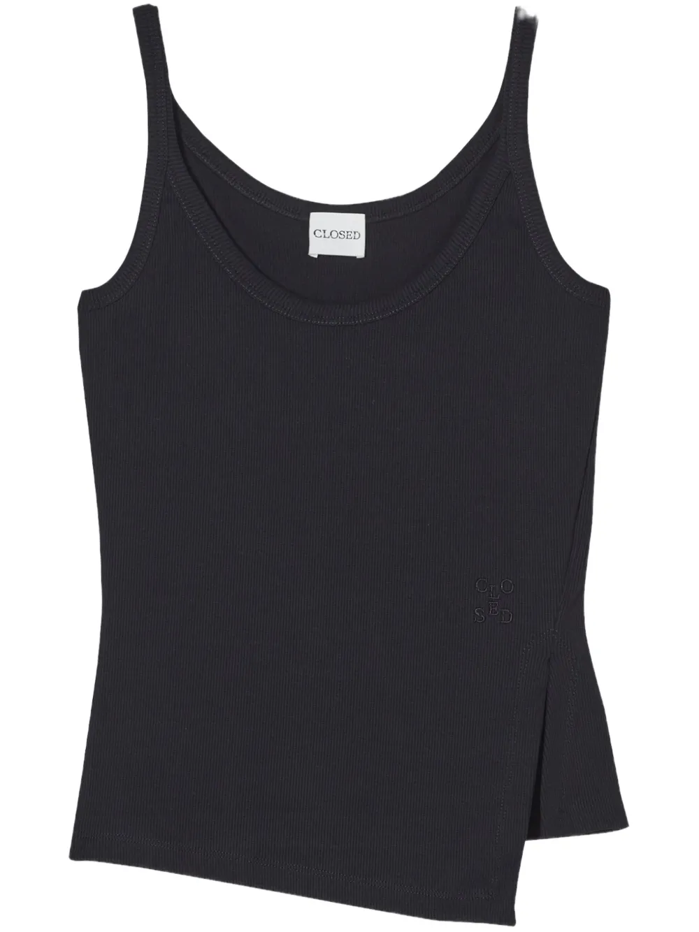 Closed Asymmetric Tank Top In 黑色