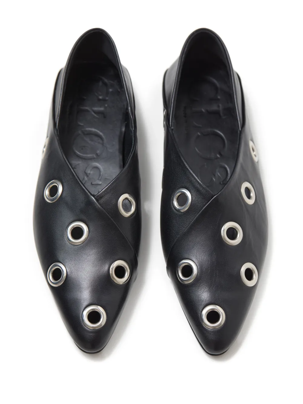 Closed stud-detailed ballet flats Black