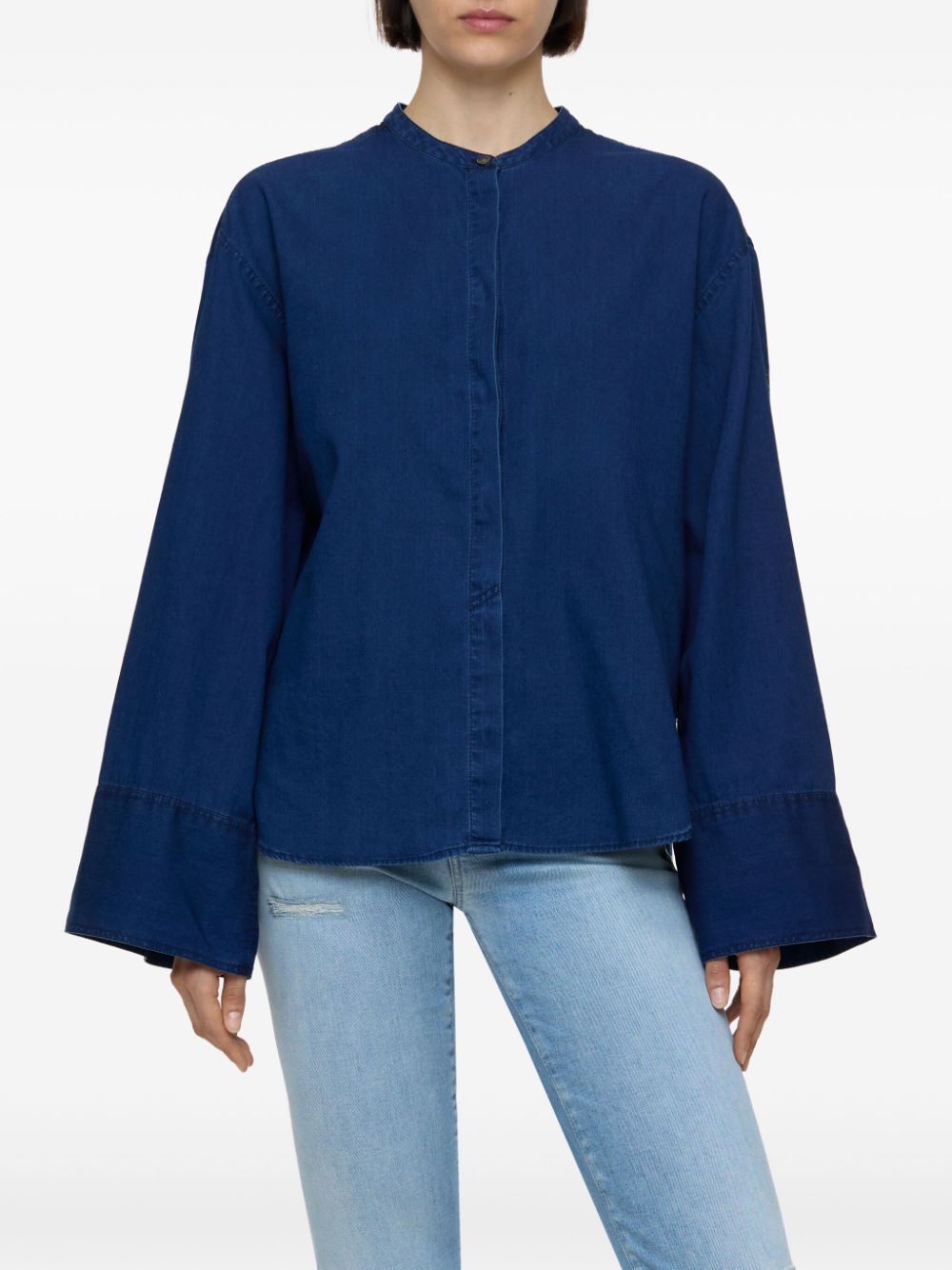 Closed turn-up shirt - Blauw