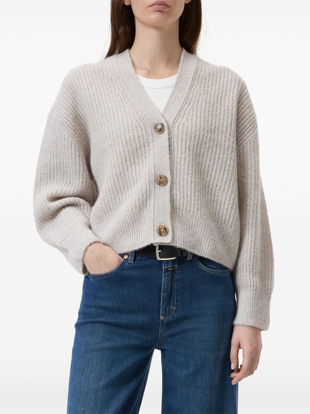 Closed knitted cardigan - Beige