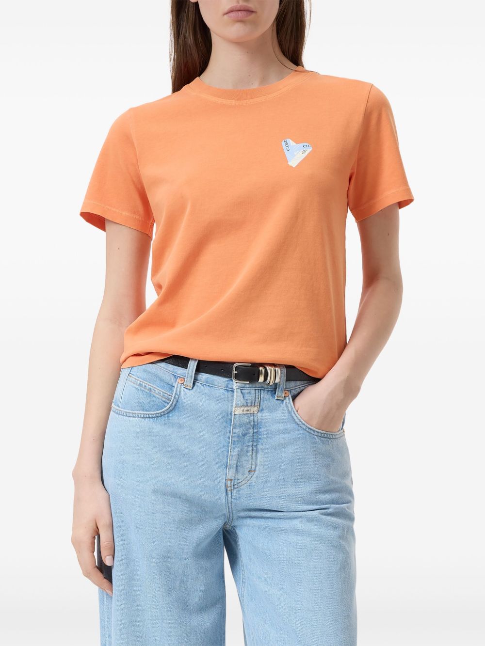 Closed print-detail T-shirt - Orange