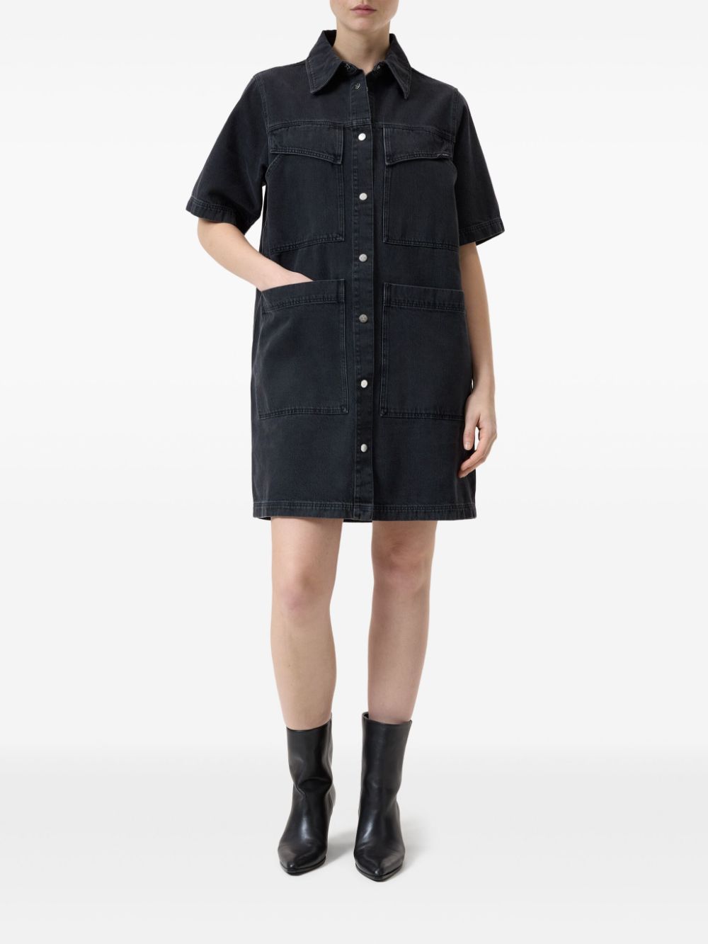 Closed denim mini dress - Zwart