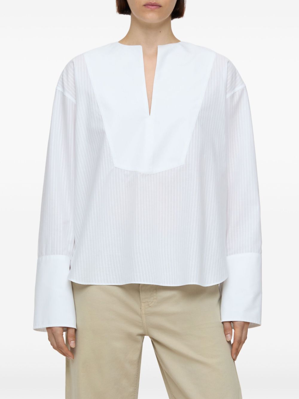 Closed striped blouse - Wit