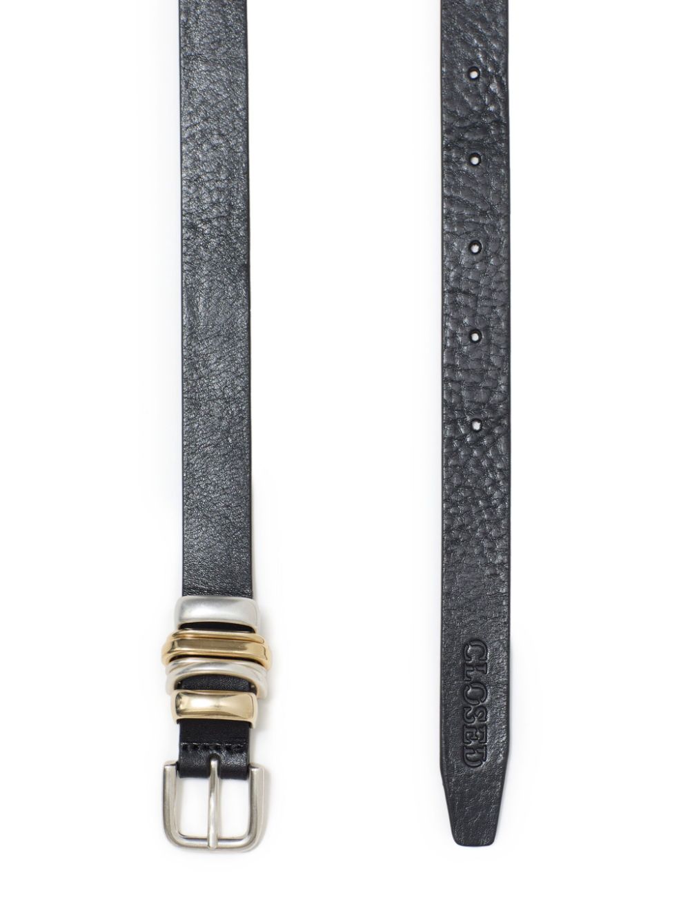 Closed leather belt - Zwart