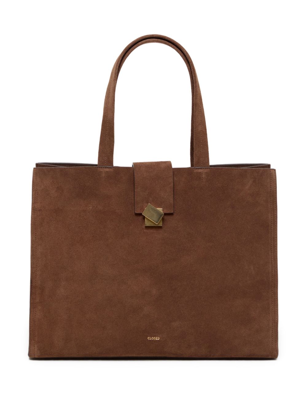 Closed leather tote bag - Brown