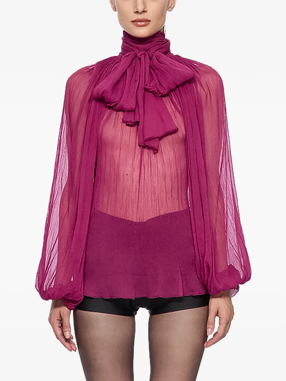 Atu Body Couture scarf-detail silk blouse | Pink | Image 1