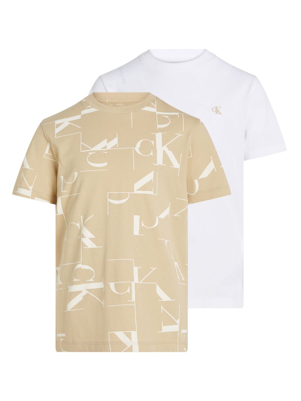 Calvin Klein Jeans monogram-print T-shirts (pack of two) - Neutrals