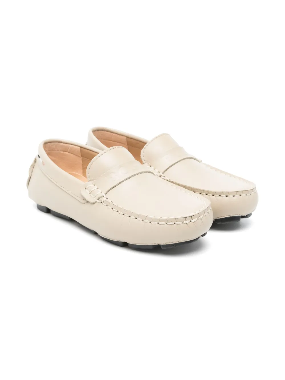 BOSS Kidswear Loafers met logo-reliëf Beige