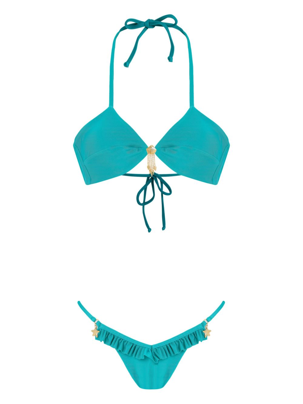 Amir Slama x Jade Picon bikini met schelpen bedels Blauw