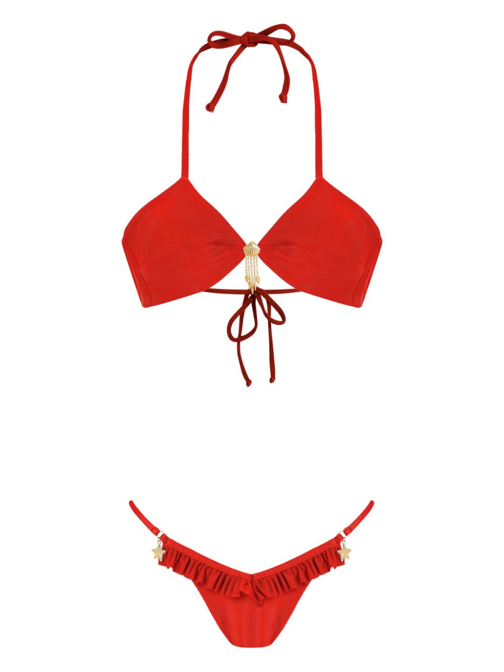 Amir Slama x Jade Picon bikini met schelpen bedels Rood