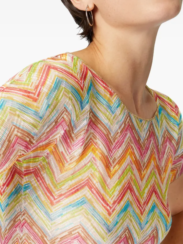 【Missoni Mare】ジグザグニットトップ MISSONI MARE 半袖ニット トップス ブラック・ホワイト ジグザグ