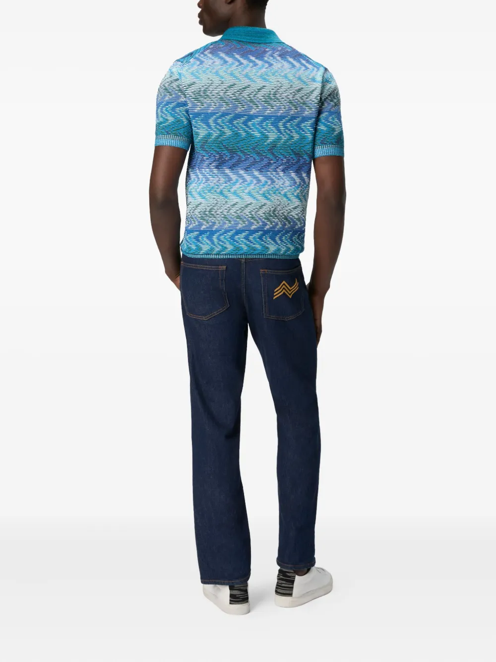 Missoni Poloshirt met zigzag-patroon Blauw